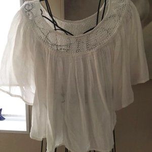 Lucky Brand Cropped Peasant Blouse Peasant Top scoop neck or off the shoulder